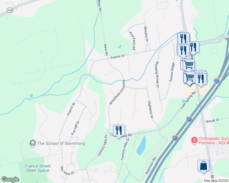 map of restaurants, bars, coffee shops, grocery stores, and more near 17 Kent Lane in Rocky Hill