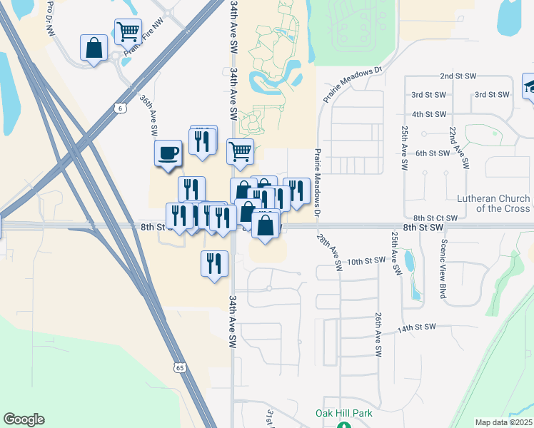 map of restaurants, bars, coffee shops, grocery stores, and more near 3219 8th Street Southwest in Altoona