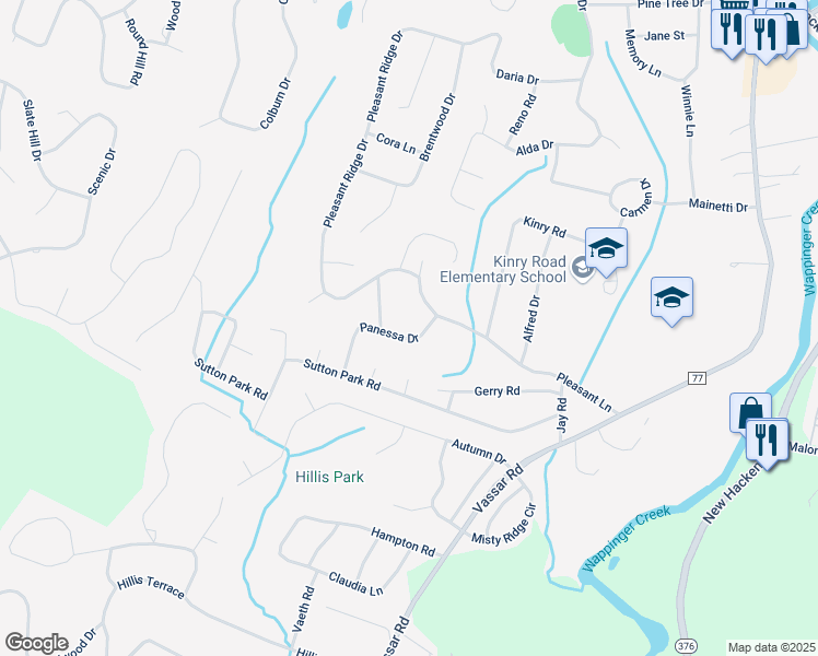 map of restaurants, bars, coffee shops, grocery stores, and more near 6 Panessa Dr in Poughkeepsie