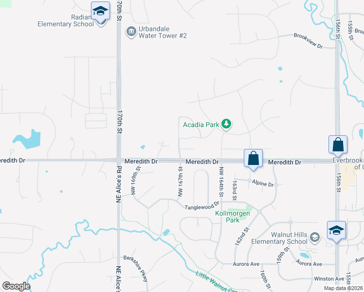 map of restaurants, bars, coffee shops, grocery stores, and more near 16633 Goodman Drive in Urbandale