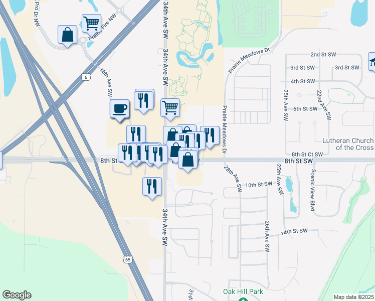 map of restaurants, bars, coffee shops, grocery stores, and more near 3219 8th Street Southwest in Altoona