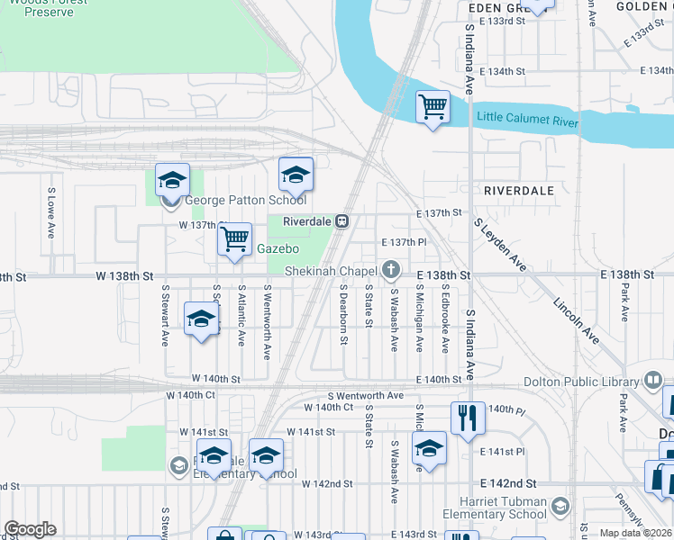 map of restaurants, bars, coffee shops, grocery stores, and more near South Illinois Street in Chicago
