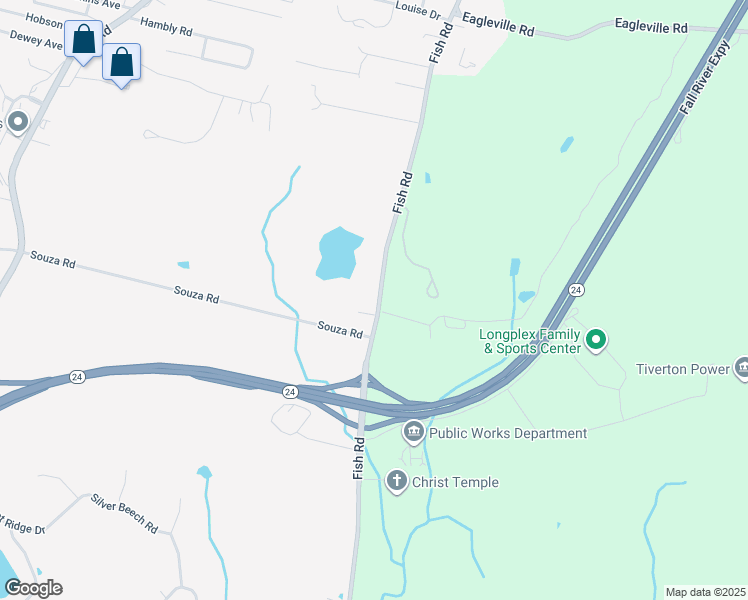 map of restaurants, bars, coffee shops, grocery stores, and more near 911 Fish Road in Tiverton
