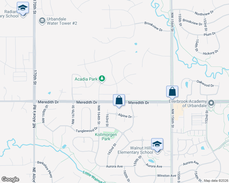 map of restaurants, bars, coffee shops, grocery stores, and more near 16202 Goodman Drive in Urbandale