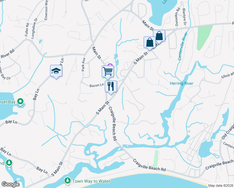 map of restaurants, bars, coffee shops, grocery stores, and more near 349 South Main Street in Barnstable