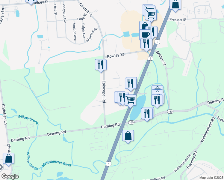 map of restaurants, bars, coffee shops, grocery stores, and more near 30 Vivian Drive in Berlin