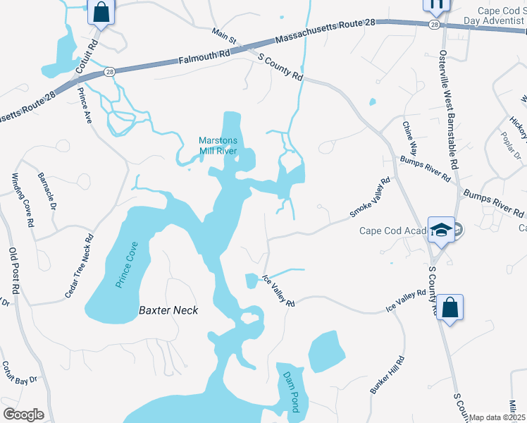 map of restaurants, bars, coffee shops, grocery stores, and more near 250 Smoke Valley Road in Barnstable