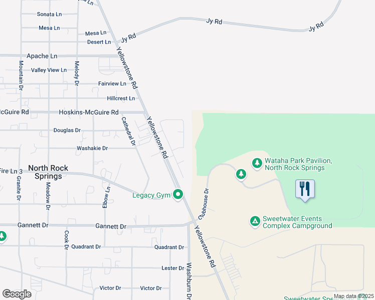 map of restaurants, bars, coffee shops, grocery stores, and more near 1 Par Court in Rock Springs
