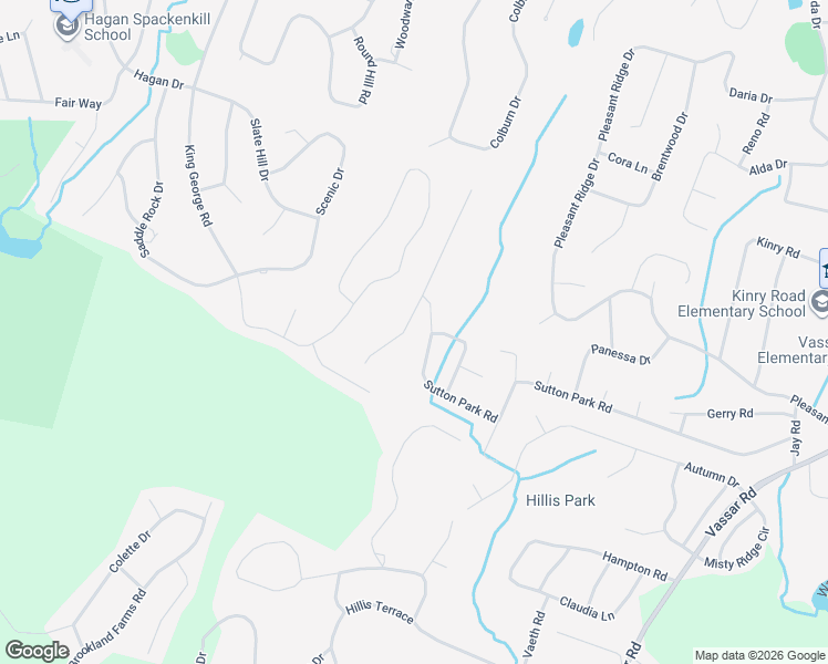 map of restaurants, bars, coffee shops, grocery stores, and more near 107 Sutton Park Road in Poughkeepsie