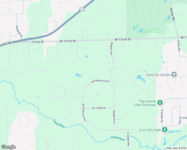 map of restaurants, bars, coffee shops, grocery stores, and more near 14615 West Hickory Avenue in Lemont