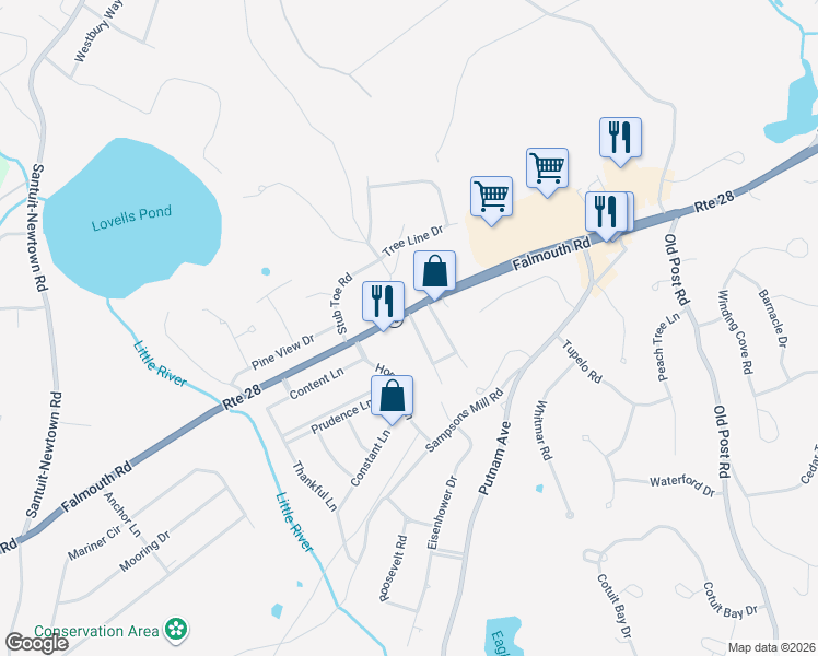 map of restaurants, bars, coffee shops, grocery stores, and more near 15 Geraldine Road in Barnstable