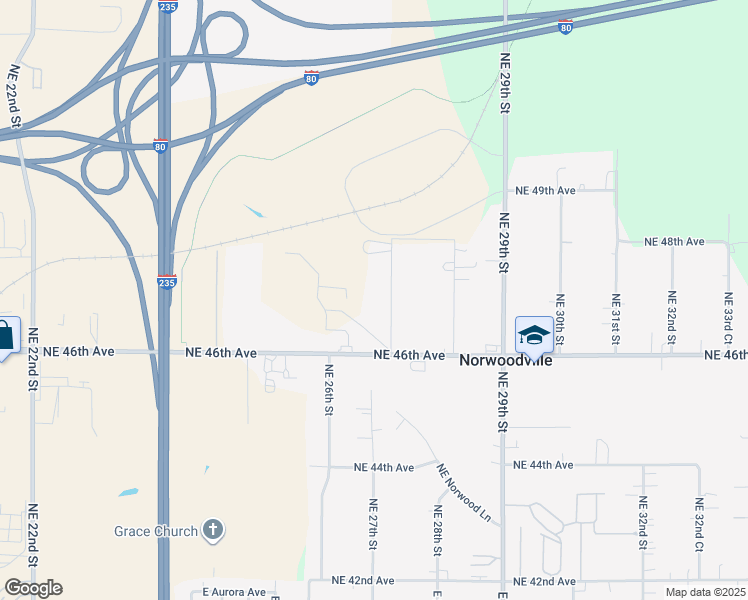 map of restaurants, bars, coffee shops, grocery stores, and more near 4710 Northeast 27th Court in Des Moines
