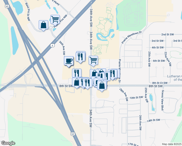 map of restaurants, bars, coffee shops, grocery stores, and more near 5057 34th Avenue Southwest in Altoona