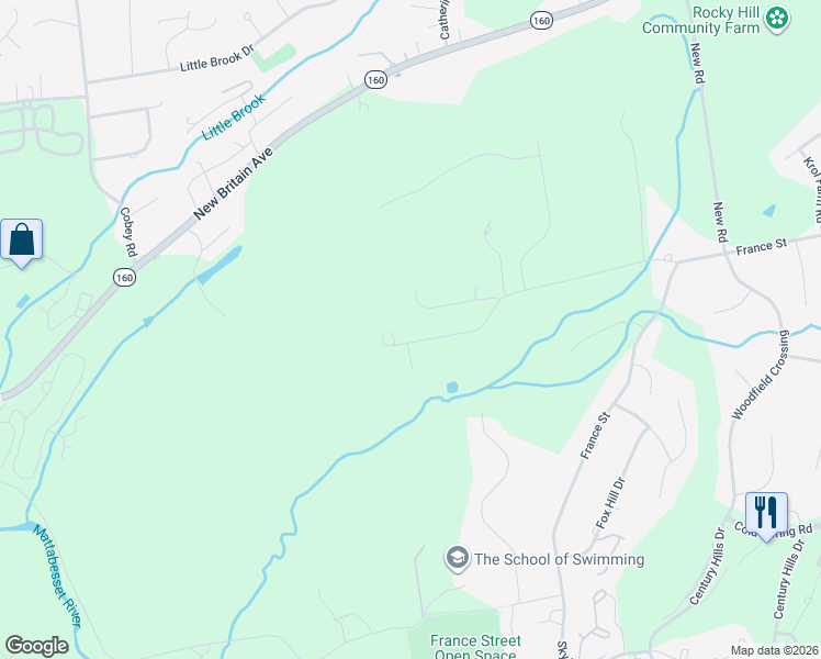 map of restaurants, bars, coffee shops, grocery stores, and more near 19 Tedwin Farms Road in Rocky Hill