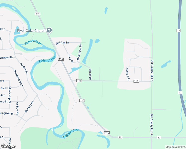 map of restaurants, bars, coffee shops, grocery stores, and more near 58456 Randy Dr in Goshen