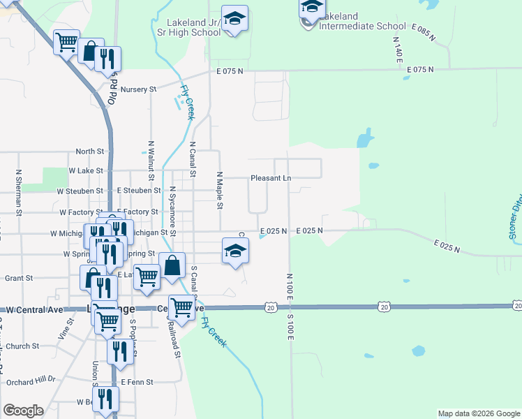 map of restaurants, bars, coffee shops, grocery stores, and more near 305 Hillside Drive in LaGrange
