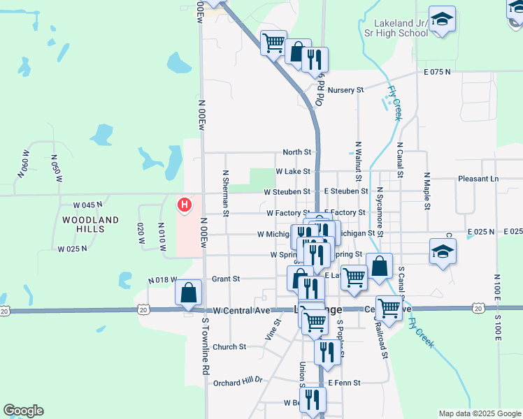 map of restaurants, bars, coffee shops, grocery stores, and more near 215 Lightning Hill Boulevard in LaGrange