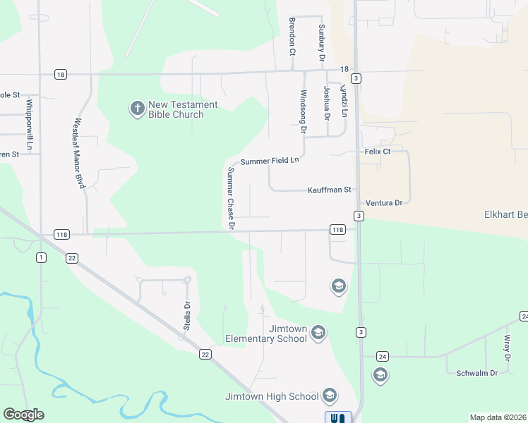 map of restaurants, bars, coffee shops, grocery stores, and more near 29299 Raintree Ct in Elkhart