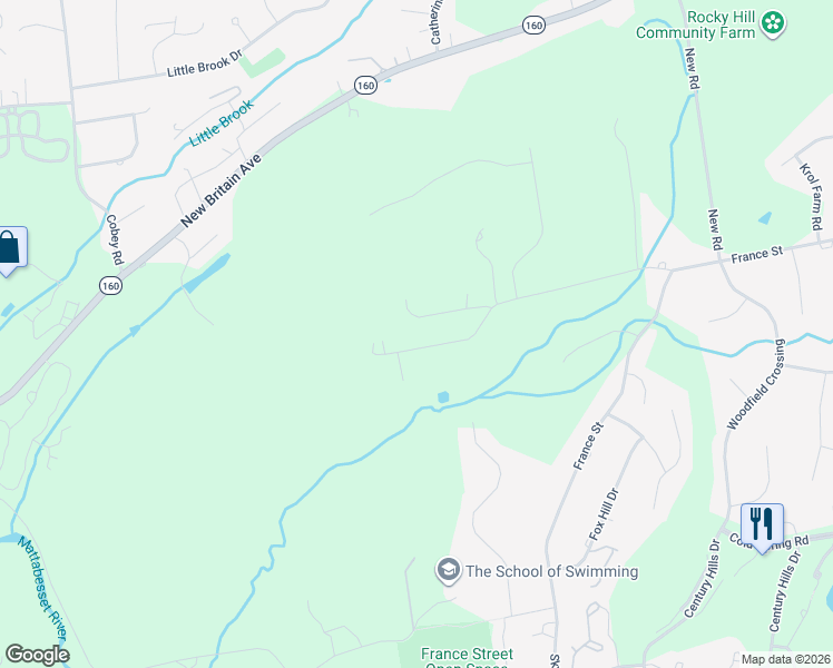 map of restaurants, bars, coffee shops, grocery stores, and more near 19 Tedwin Farms Road in Rocky Hill