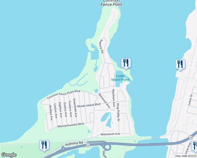map of restaurants, bars, coffee shops, grocery stores, and more near 1012 Anthony Road in Portsmouth
