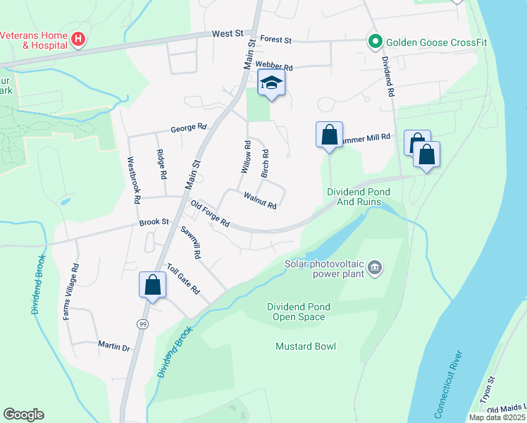 map of restaurants, bars, coffee shops, grocery stores, and more near 40 Walnut Road in Rocky Hill