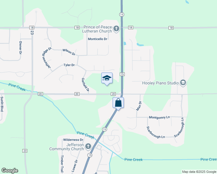 map of restaurants, bars, coffee shops, grocery stores, and more near 18565 Co Road 20 in Goshen