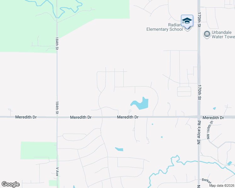 map of restaurants, bars, coffee shops, grocery stores, and more near 17615 Meredith Drive in Waukee