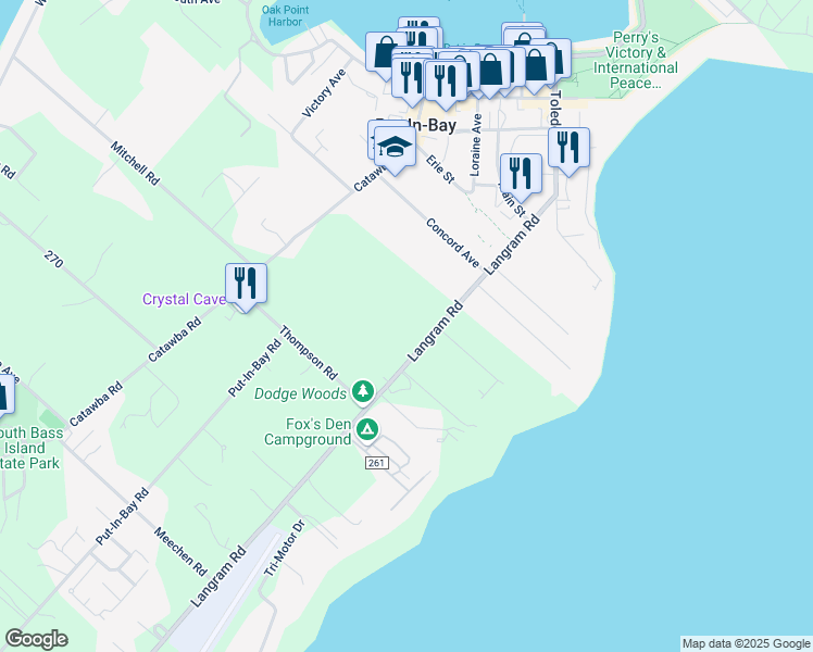 map of restaurants, bars, coffee shops, grocery stores, and more near 745 Langram Road in Put Estates Bay