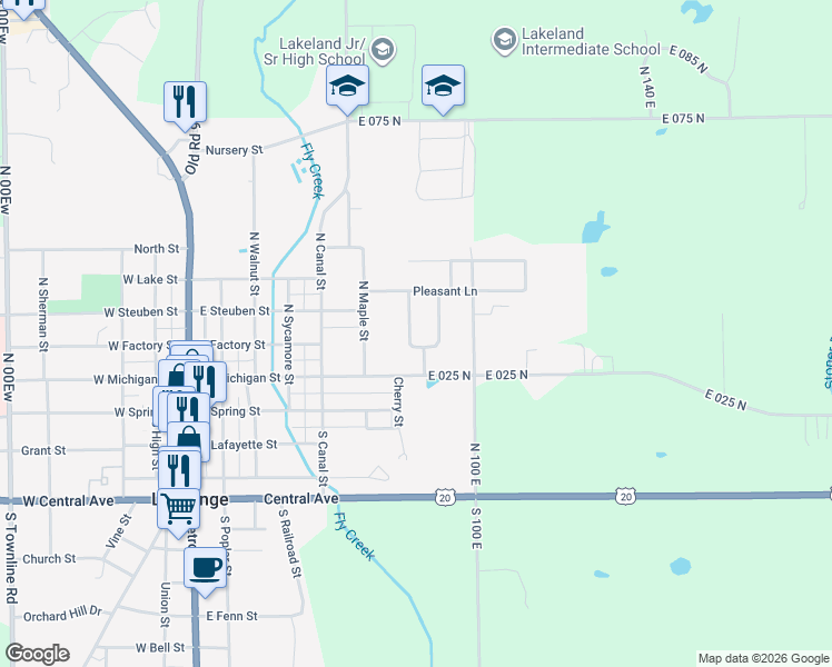 map of restaurants, bars, coffee shops, grocery stores, and more near 305 Hillside Drive in LaGrange