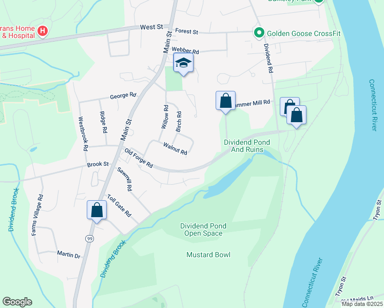 map of restaurants, bars, coffee shops, grocery stores, and more near 56 Walnut Road in Rocky Hill