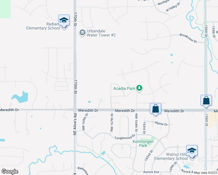 map of restaurants, bars, coffee shops, grocery stores, and more near 16619 Oakwood Drive in Urbandale