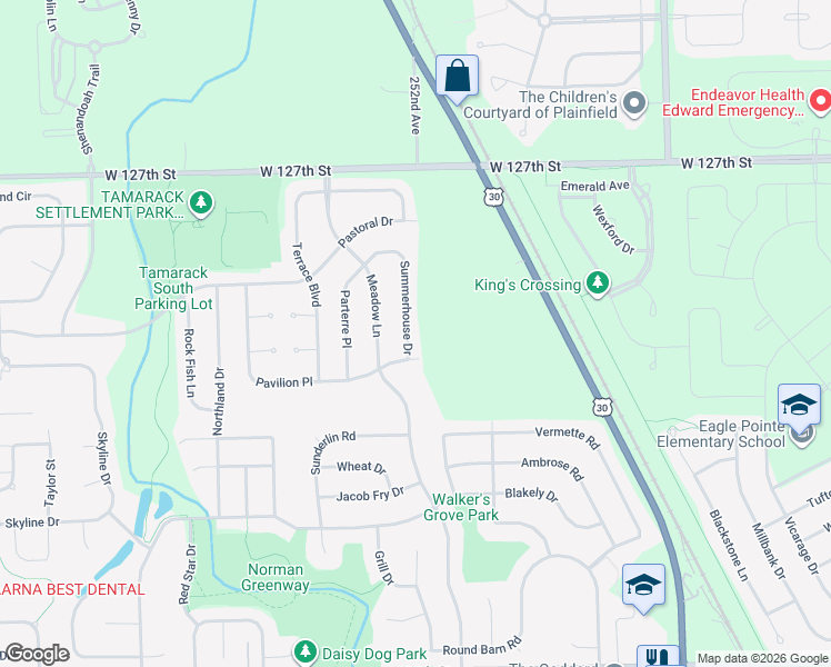 map of restaurants, bars, coffee shops, grocery stores, and more near 12935 Summerhouse Drive in Plainfield