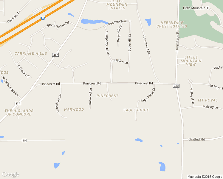 map of restaurants, bars, coffee shops, grocery stores, and more near 10242 Pinecrest Road in Painesville