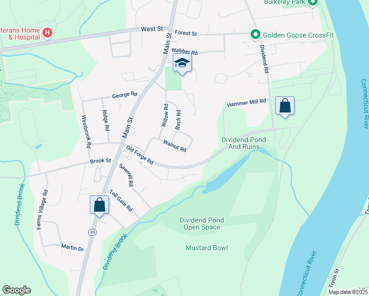 map of restaurants, bars, coffee shops, grocery stores, and more near 56 Walnut Road in Rocky Hill