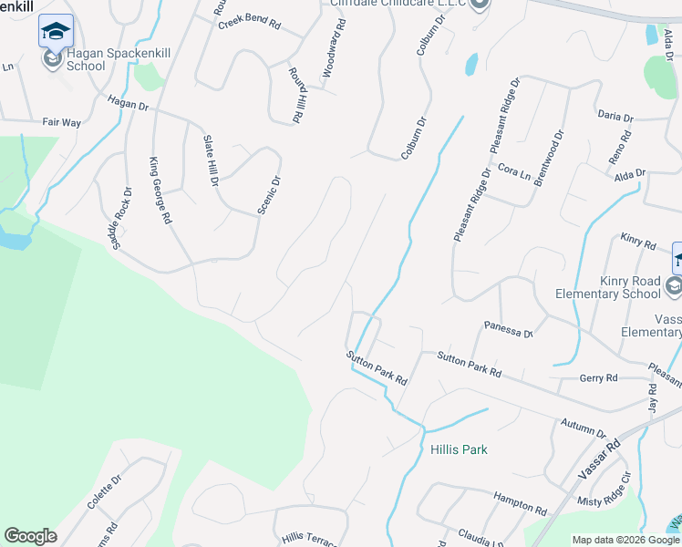 map of restaurants, bars, coffee shops, grocery stores, and more near 34 Raker Road in Poughkeepsie
