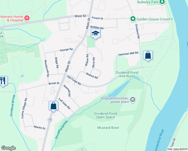 map of restaurants, bars, coffee shops, grocery stores, and more near 40 Walnut Road in Rocky Hill