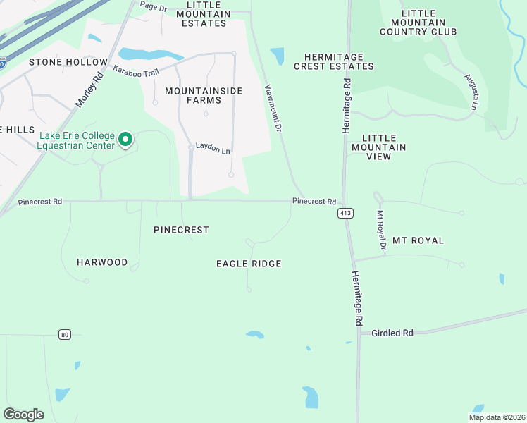 map of restaurants, bars, coffee shops, grocery stores, and more near 8240 Eagle Ridge Drive in Painesville