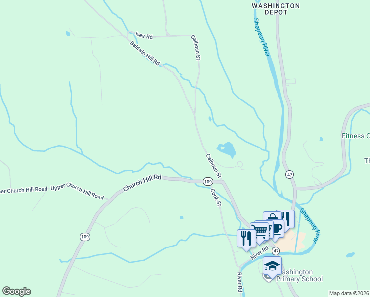 map of restaurants, bars, coffee shops, grocery stores, and more near 45 Calhoun Street in Washington