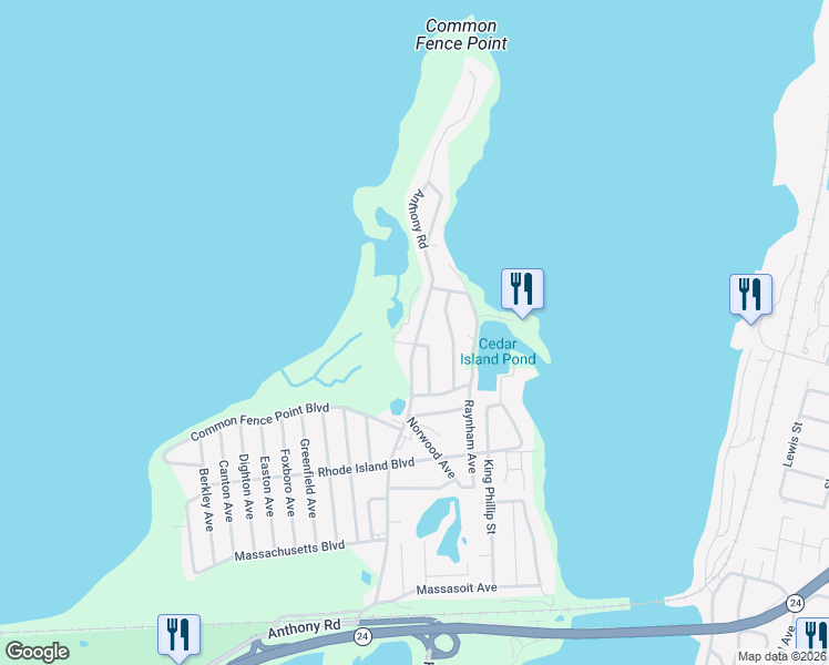 map of restaurants, bars, coffee shops, grocery stores, and more near 1012 Anthony Road in Portsmouth