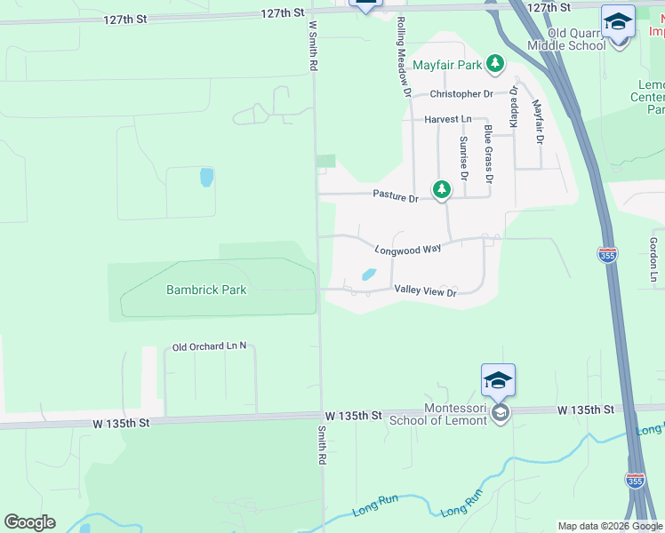 map of restaurants, bars, coffee shops, grocery stores, and more near 13201 Smith Road in Lemont