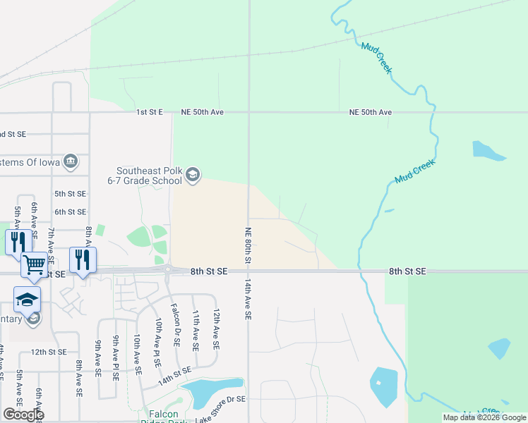 map of restaurants, bars, coffee shops, grocery stores, and more near 4761 Northeast 80th Street in Altoona