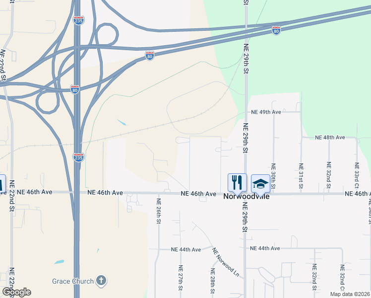 map of restaurants, bars, coffee shops, grocery stores, and more near 4778 Northeast 27th Court in Des Moines