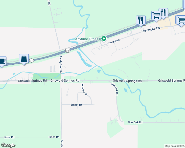 map of restaurants, bars, coffee shops, grocery stores, and more near 16701 Griswold Springs Road in Plano