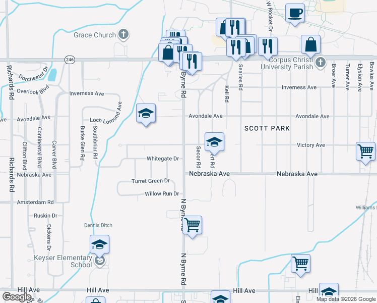 map of restaurants, bars, coffee shops, grocery stores, and more near 733 Secor Road in Toledo