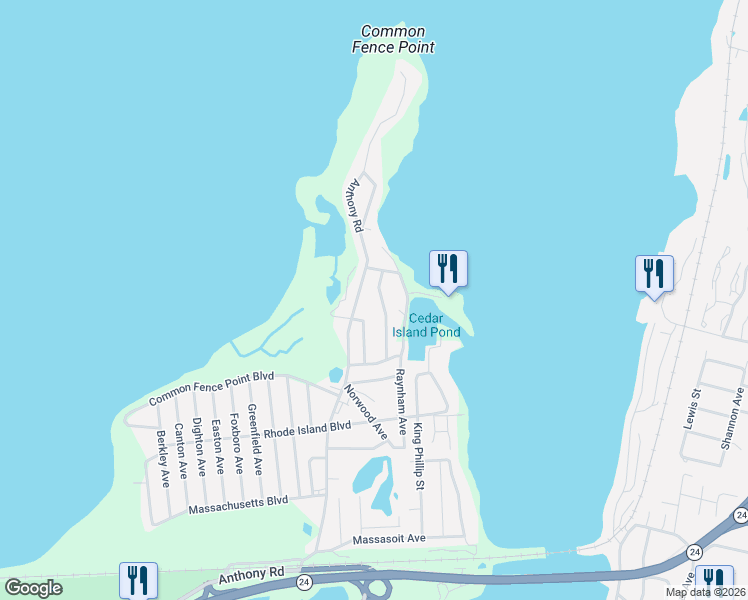 map of restaurants, bars, coffee shops, grocery stores, and more near 88 Summit Road in Portsmouth