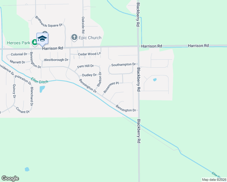 map of restaurants, bars, coffee shops, grocery stores, and more near 3846 Rosemont Place in Mishawaka