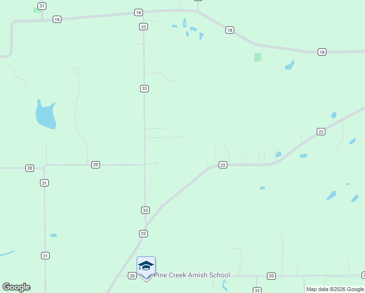 map of restaurants, bars, coffee shops, grocery stores, and more near 58340 County Road 33 in Middlebury