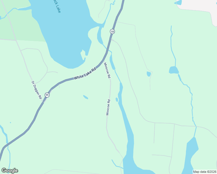 map of restaurants, bars, coffee shops, grocery stores, and more near 44 Moscoe Road in White Lake