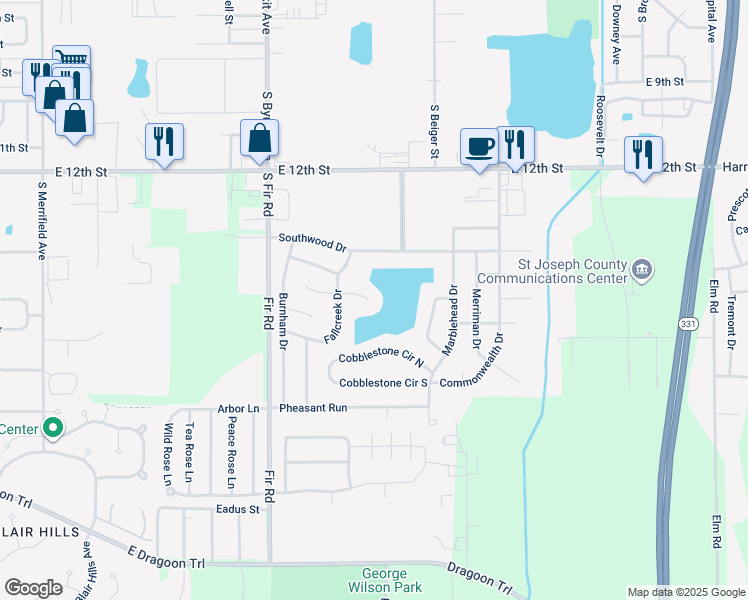 map of restaurants, bars, coffee shops, grocery stores, and more near in Mishawaka