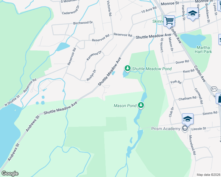 map of restaurants, bars, coffee shops, grocery stores, and more near 670 Shuttle Meadow Avenue in New Britain